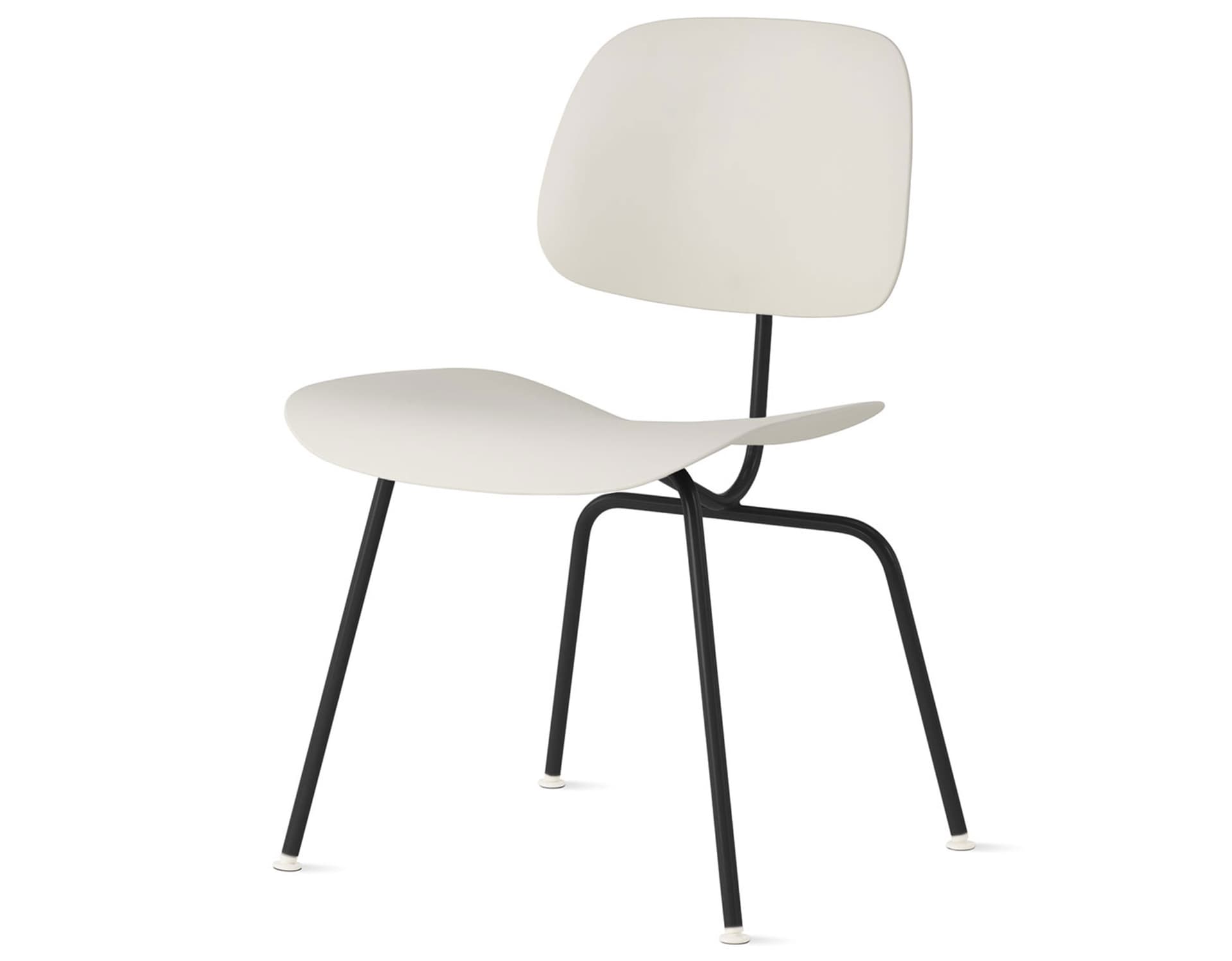 Eames Molded Plastic Dining Chair Metal Base DCM EC-127 / White Glides / Black Screws / ultra black  / white