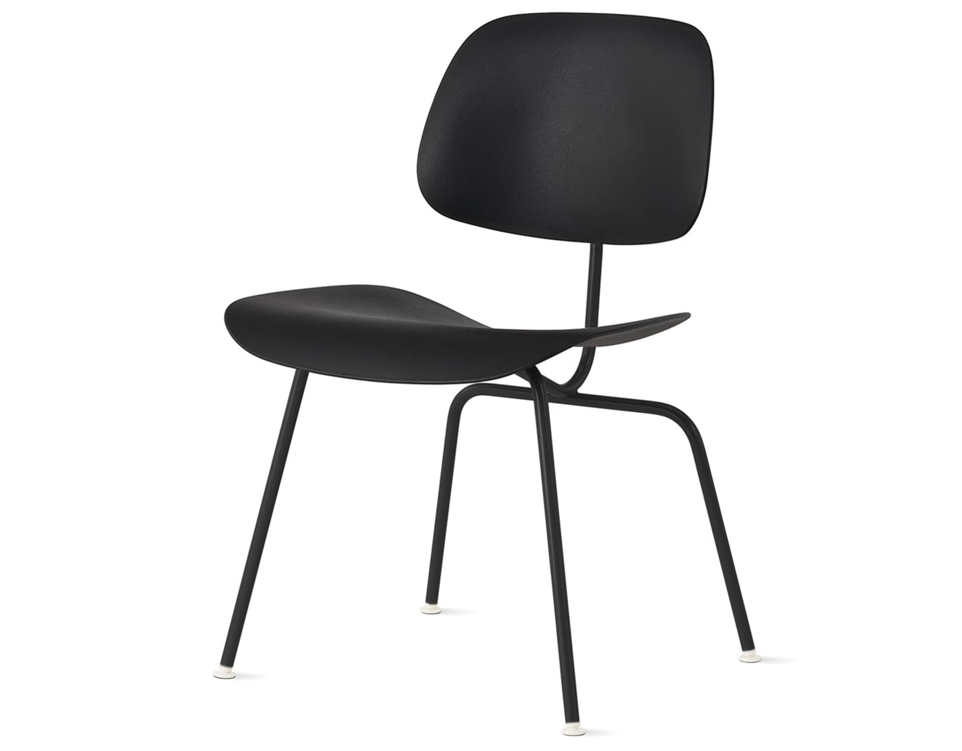 Eames Molded Plastic Dining Chair Metal Base DCM EC-127 / White Glides / Black Screws / ultra black  / black