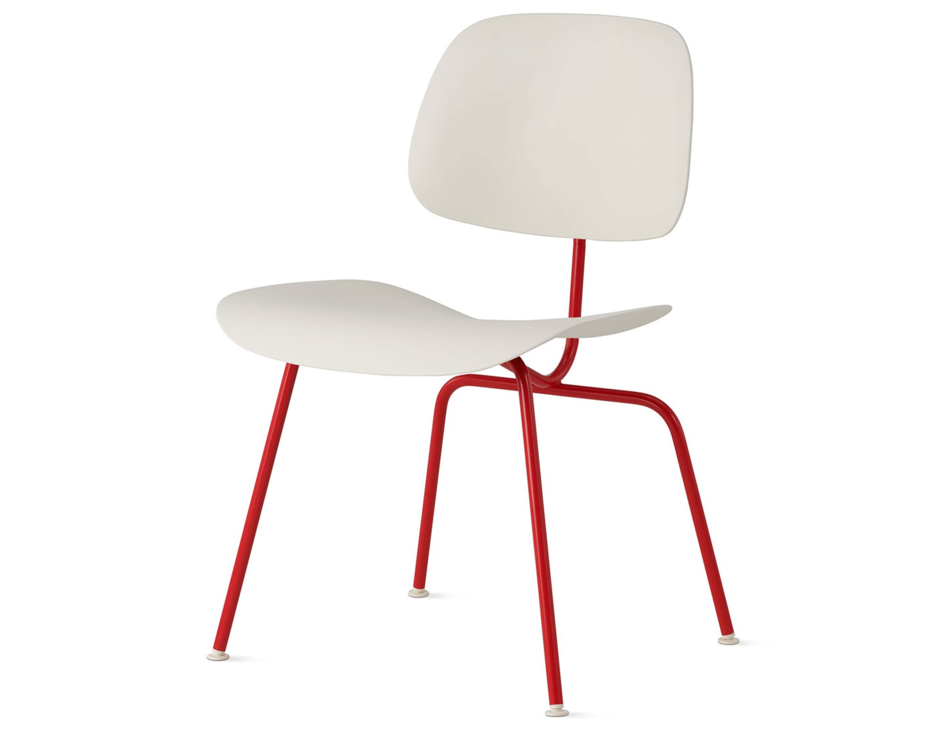 Eames Molded Plastic Dining Chair Metal Base DCM EC-127 / White Glides / Zinc Screws / blaze  / white