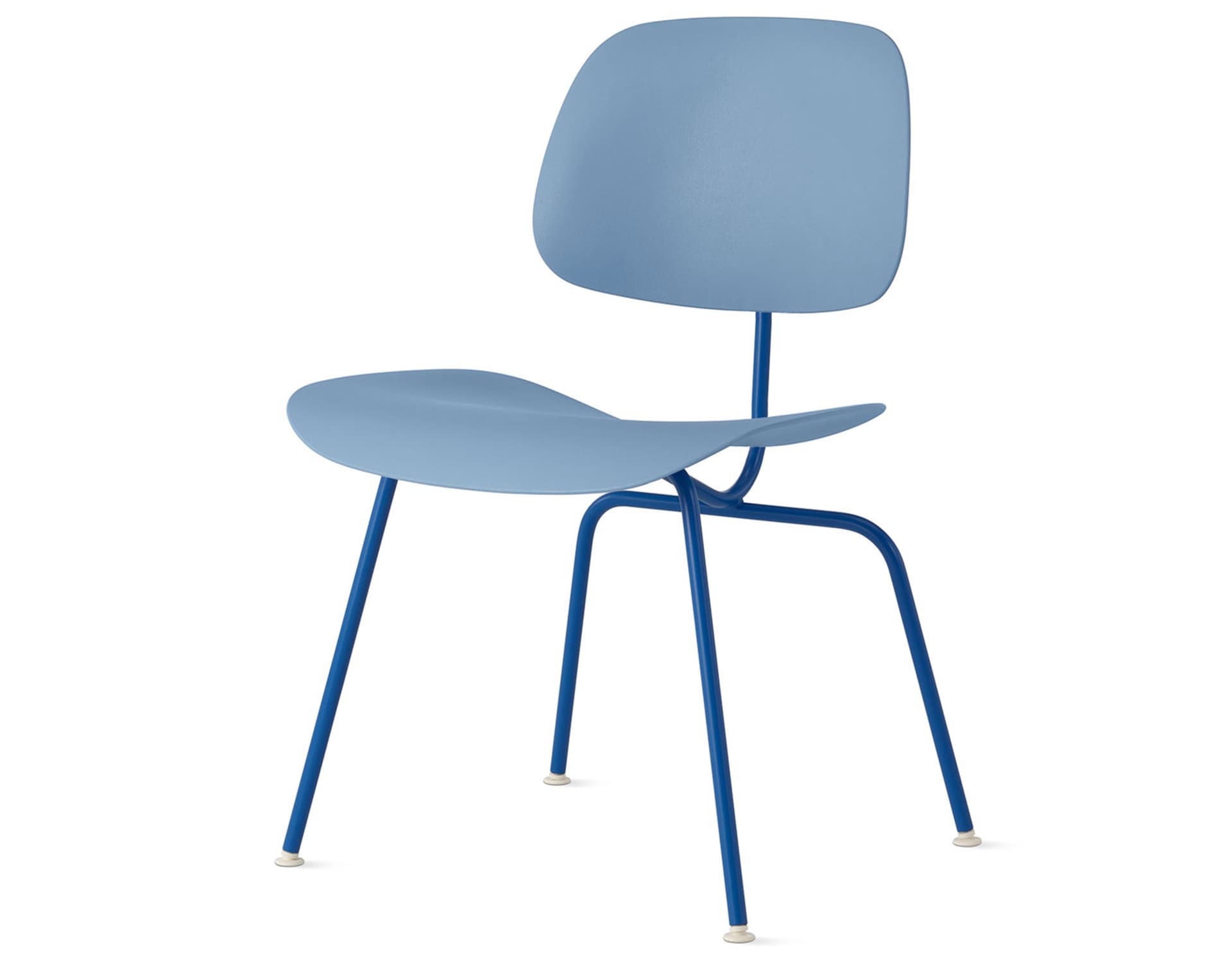 Eames Molded Plastic Dining Chair Metal Base DCM EC-127 / White Glides / Zinc Screws /  berry blue  / pale blue