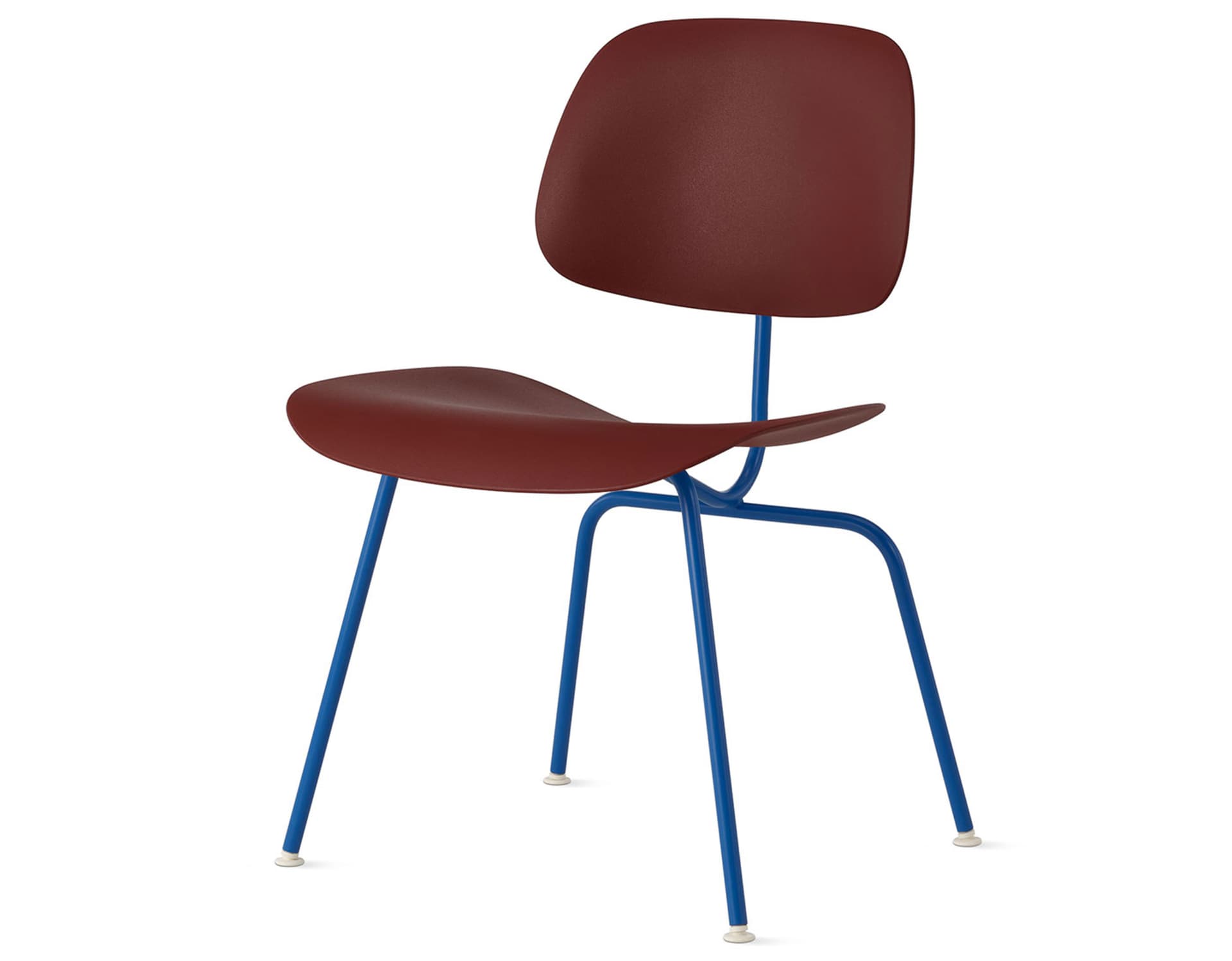 Eames Molded Plastic Dining Chair Metal Base DCM EC-127 / White Glides / Zinc Screws /  berry blue  / brick red