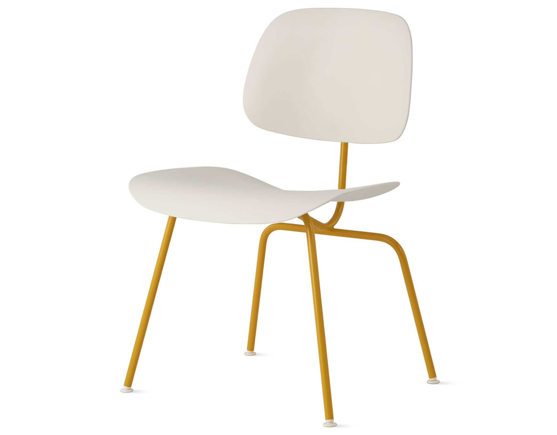 Eames Molded Plastic Dining Chair Metal Base DCM EC-127 / White Glides / Zinc Screws / marigold  / white