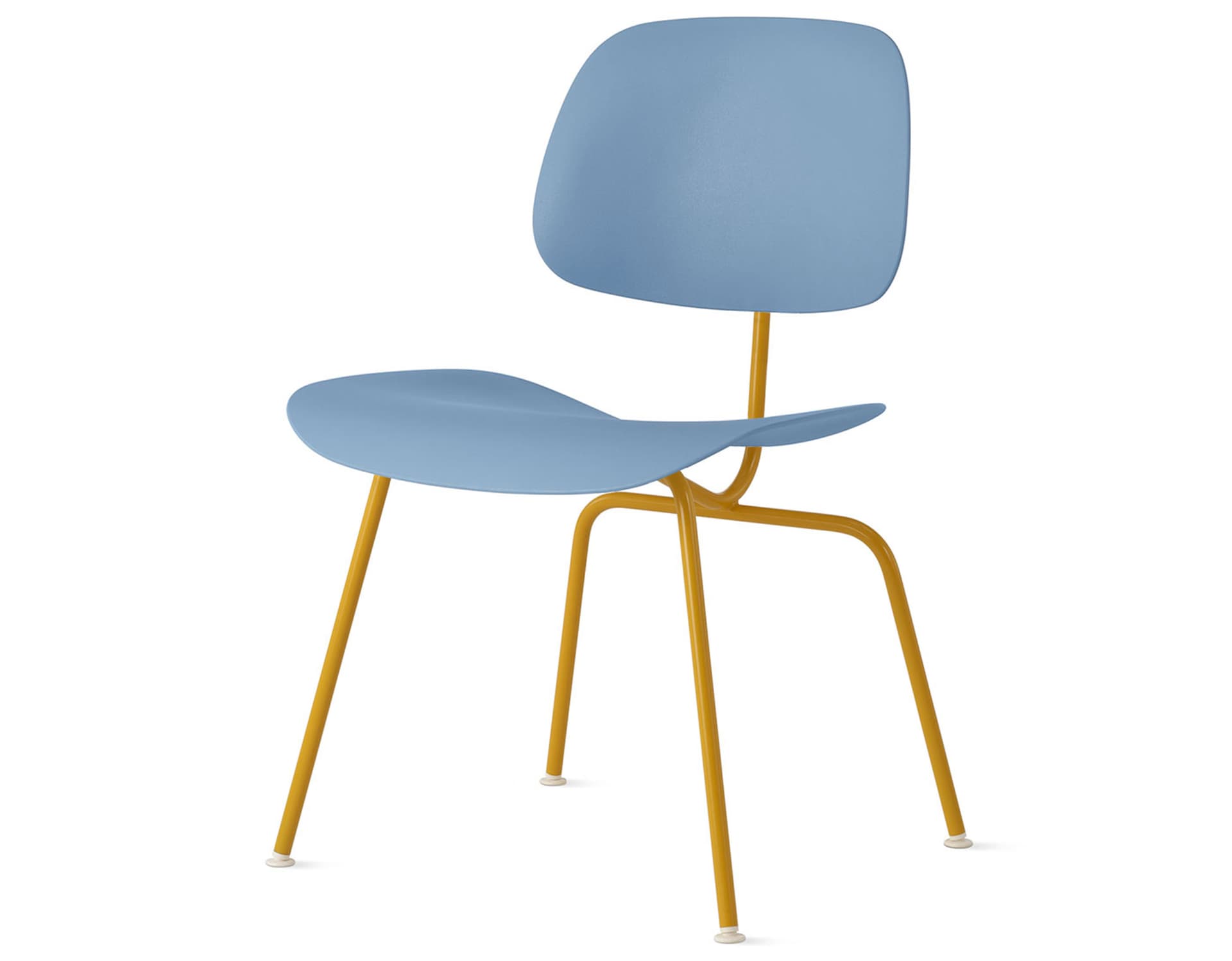 Eames Molded Plastic Dining Chair Metal Base DCM EC-127 / White Glides / Zinc Screws / marigold  / pale blue