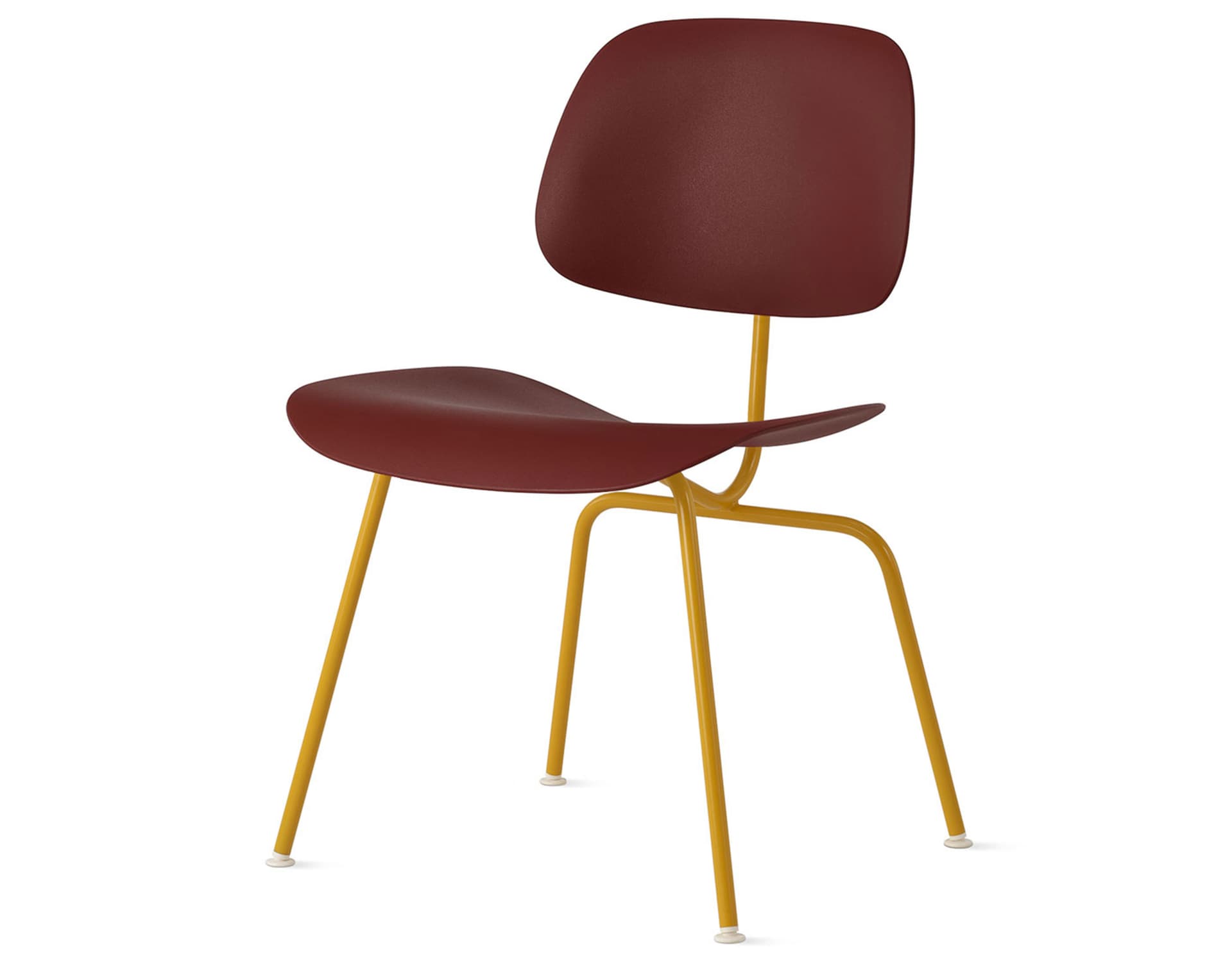 Eames Molded Plastic Dining Chair Metal Base DCM EC-127 / White Glides / Zinc Screws / marigold  / brick red
