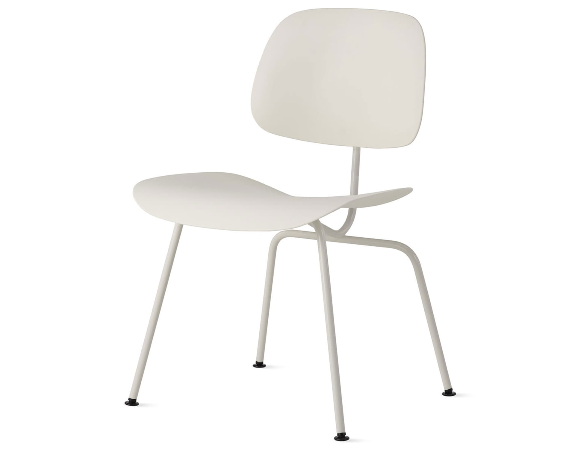 Eames Molded Plastic Dining Chair Metal Base DCM EC-127 / Black Glides / Black Screws / white  / white