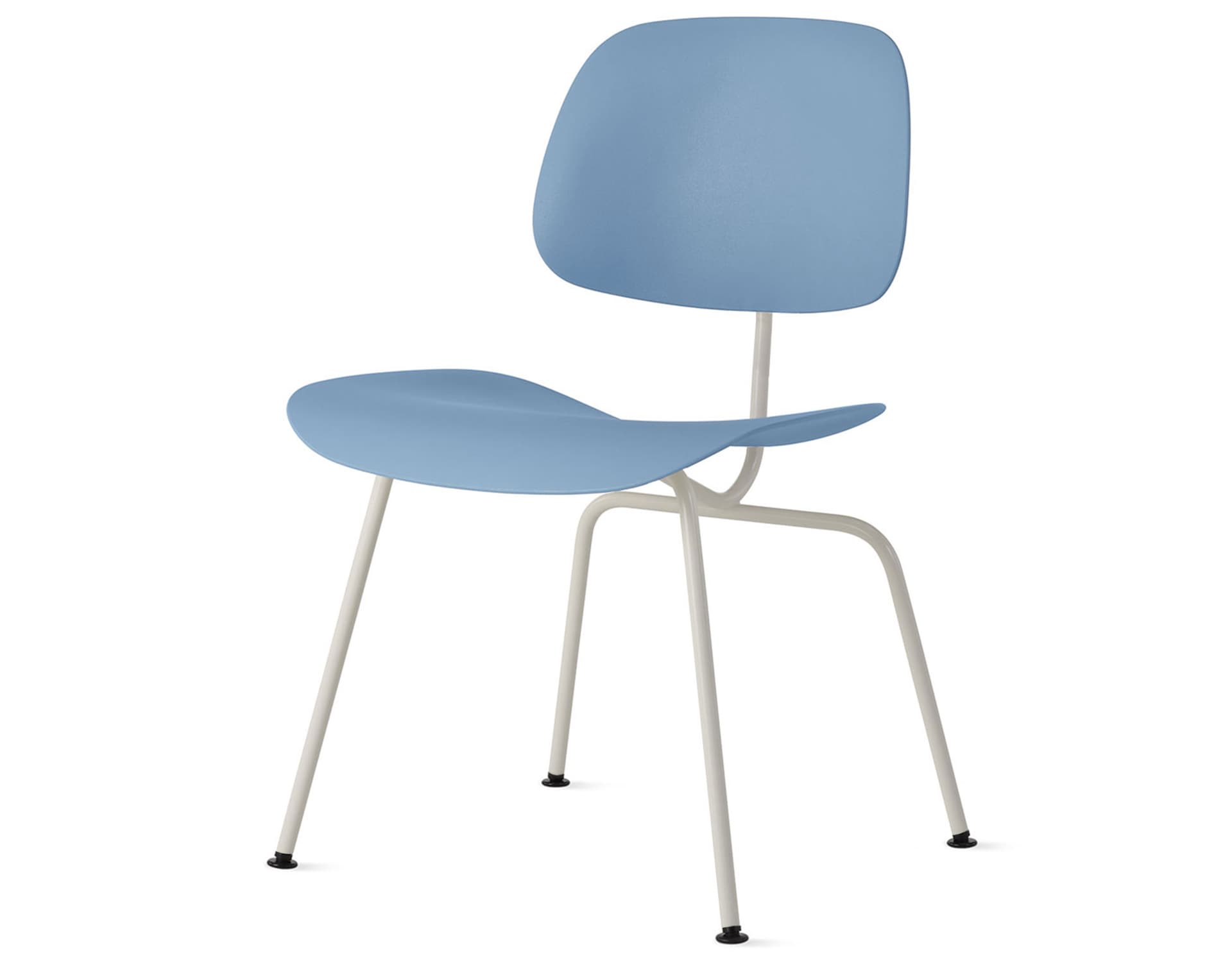 Eames Molded Plastic Dining Chair Metal Base DCM EC-127 / Black Glides / Black Screws / white  / pale blue