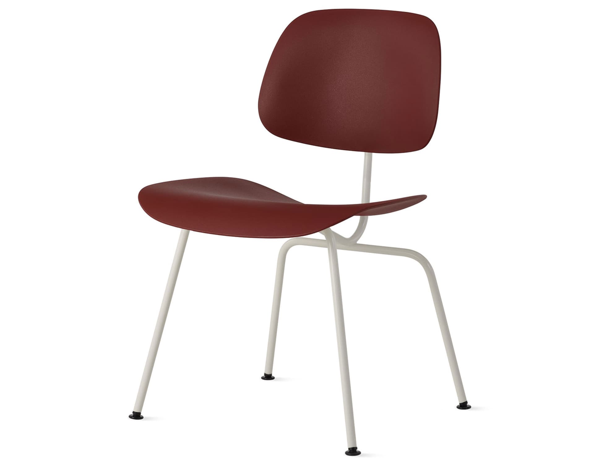 Eames Molded Plastic Dining Chair Metal Base DCM EC-127 / Black Glides / Black Screws / white  / brick red