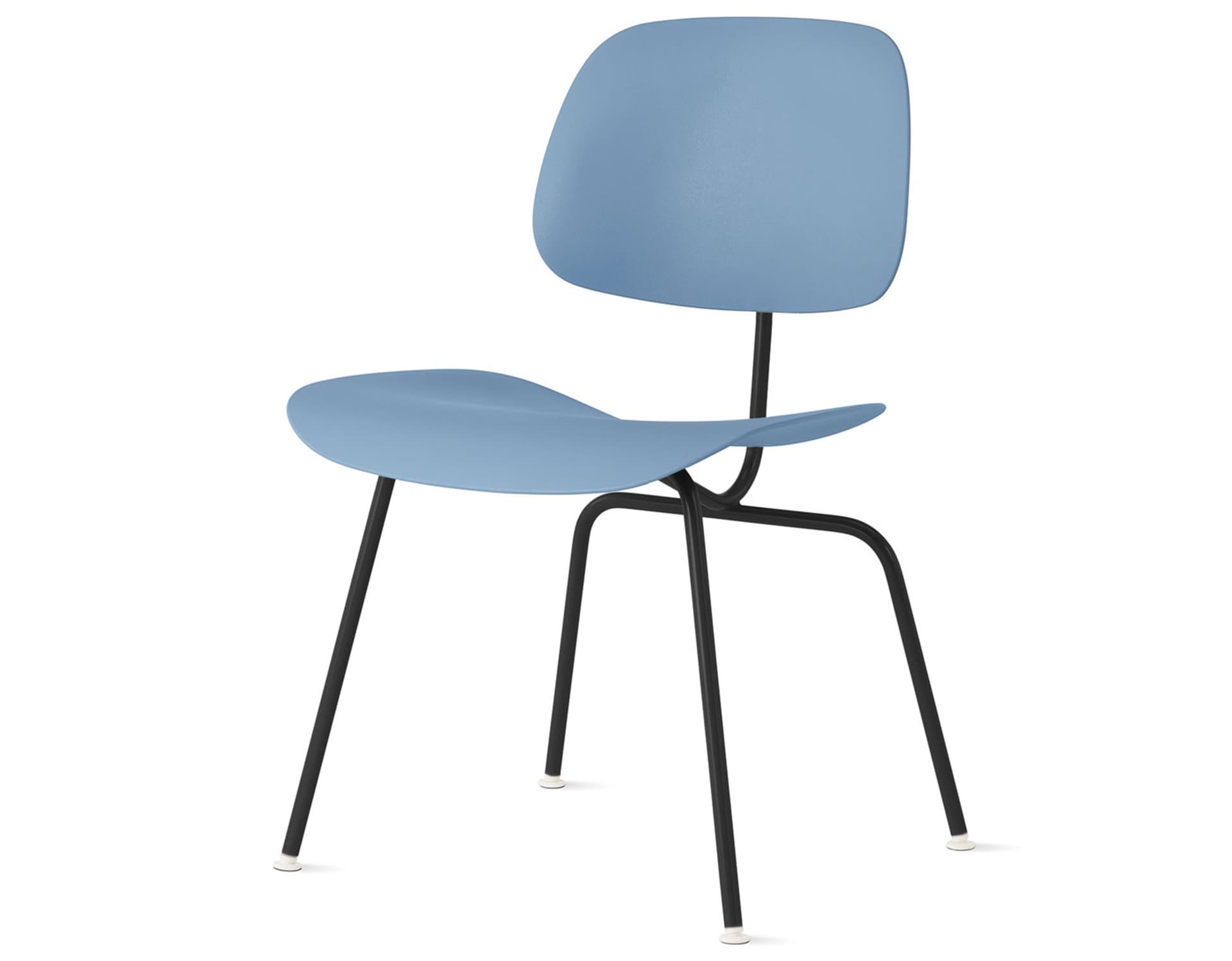 Eames Molded Plastic Dining Chair Metal Base DCM EC-127 / White Glides / Black Screws / ultra black  / pale blue