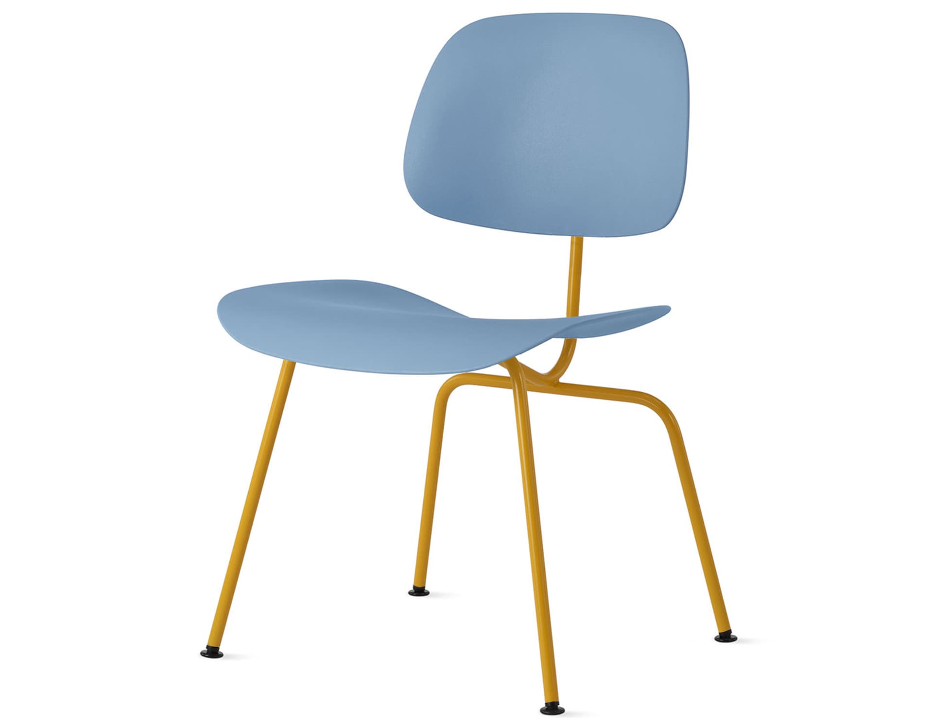 Eames Molded Plastic Dining Chair Metal Base DCM EC-127 / Black Glides / Zinc Screws / marigold  / pale blue