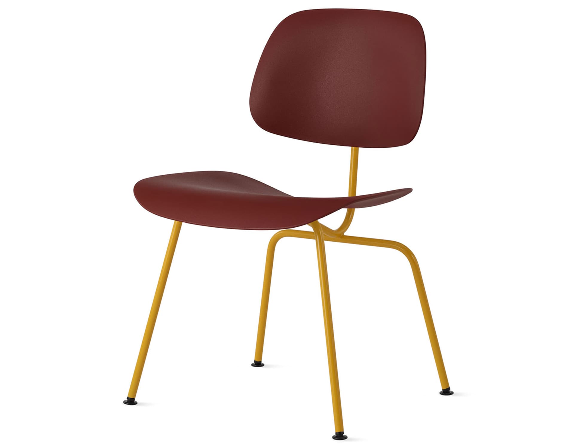Eames Molded Plastic Dining Chair Metal Base DCM EC-127 / Black Glides / Zinc Screws / marigold  / brick red