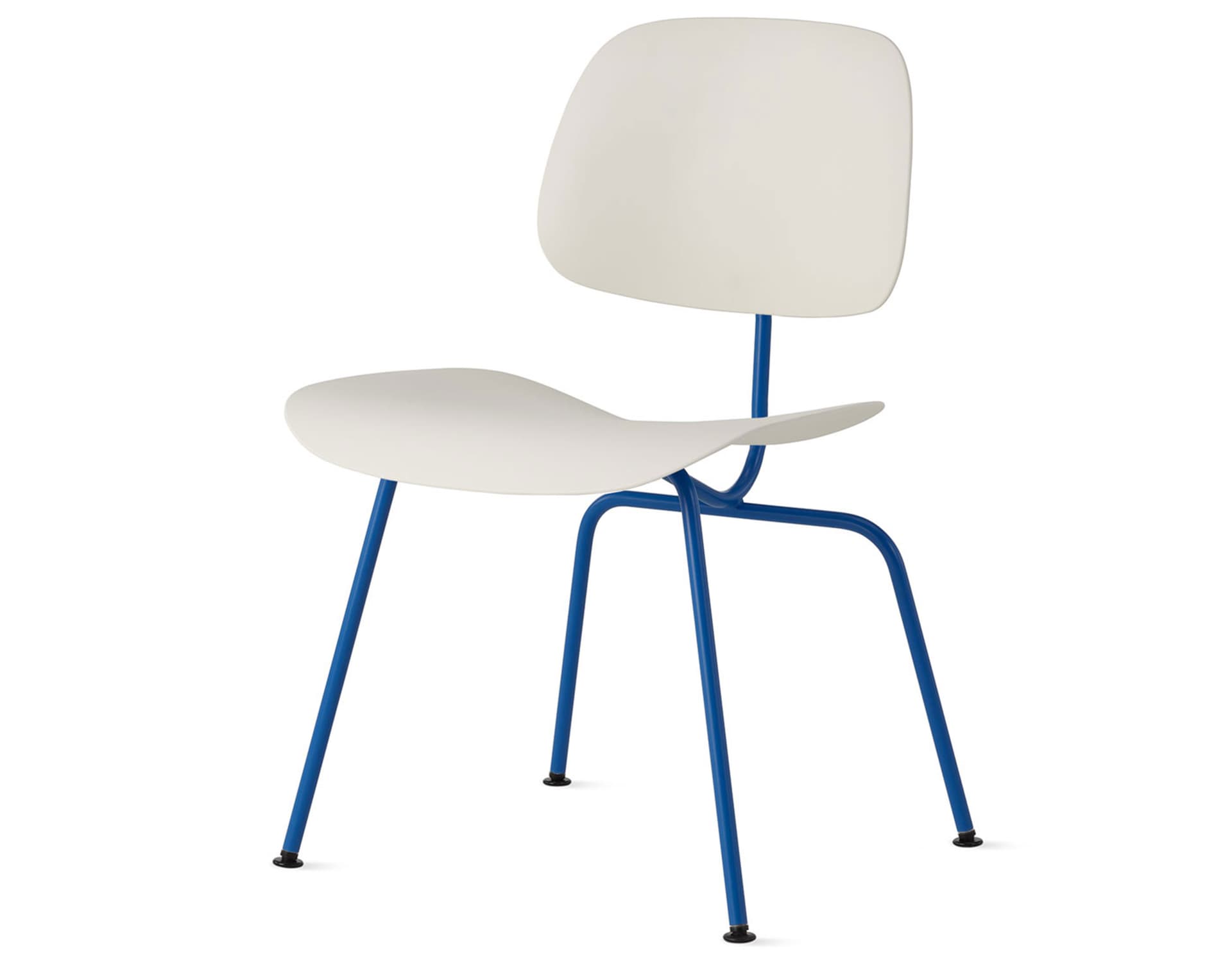 Eames Molded Plastic Dining Chair Metal Base DCM EC-127 / Black Glides / Zinc Screws /  berry blue  / white