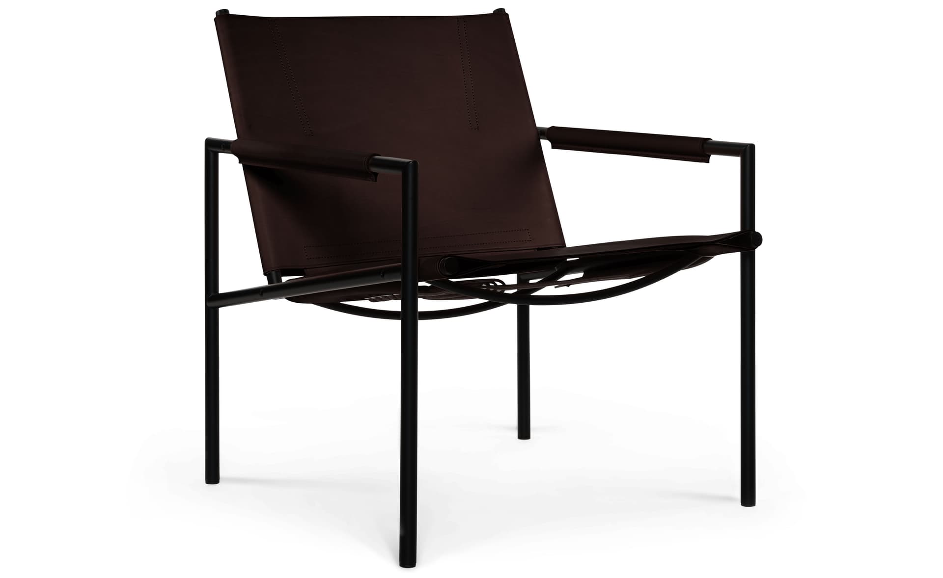 SZ02 Lounge / saddle leather - dark brown / powder-coated black