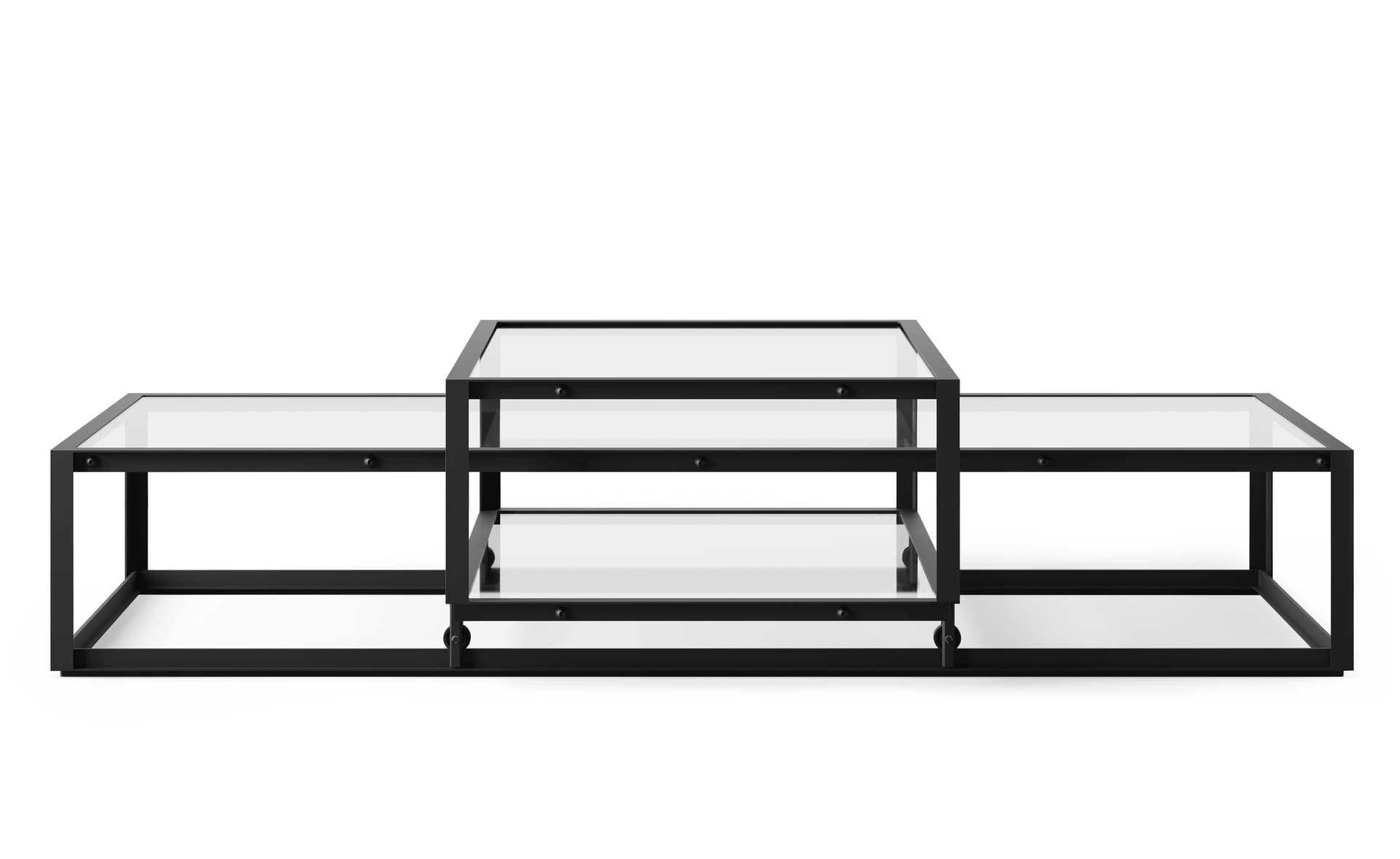 Tangled Coffee Table / large, 63" x  29.1" - black, clear glass