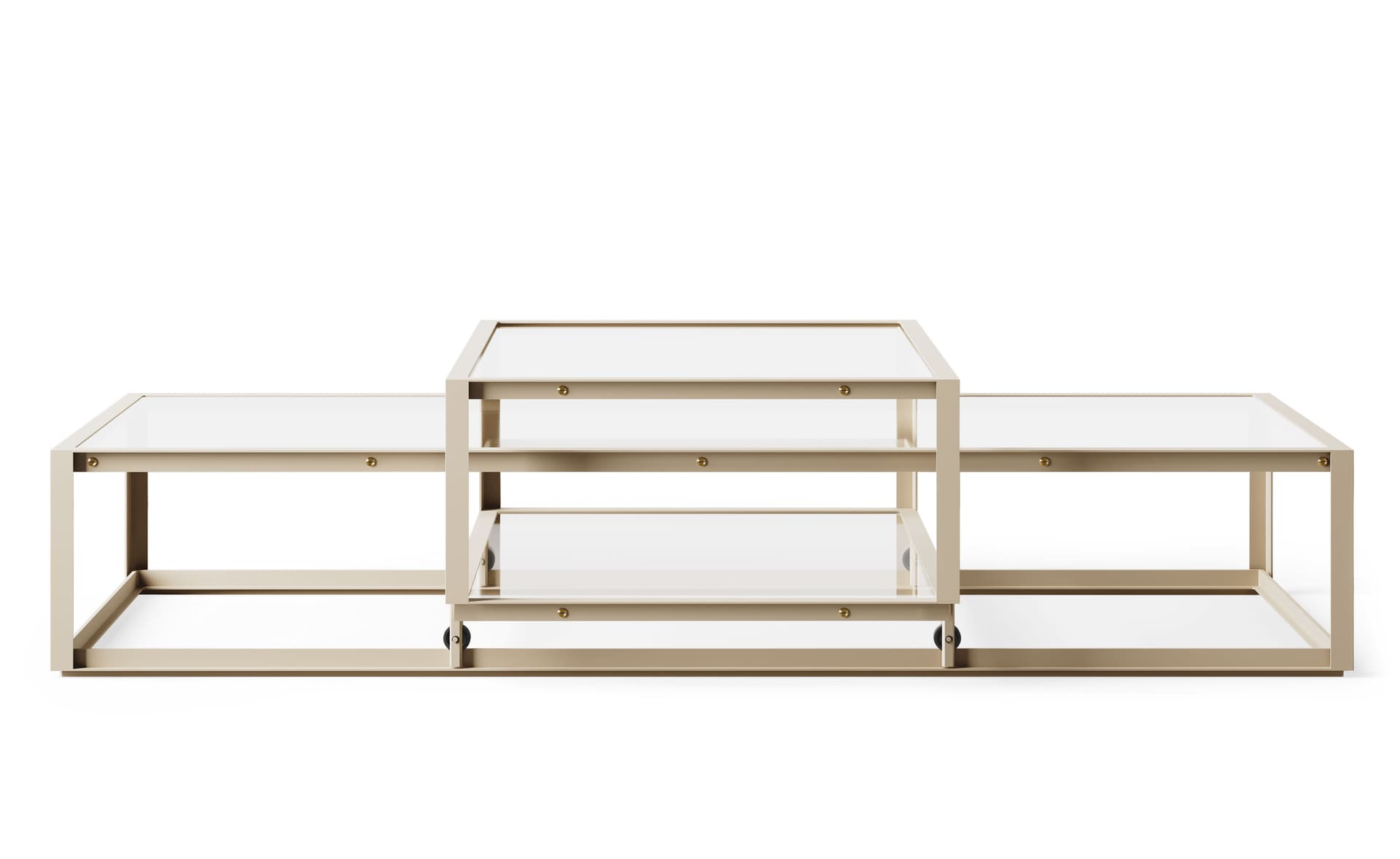 Tangled Coffee Table / large, 63" x  29.1" - taupe, clear glass
