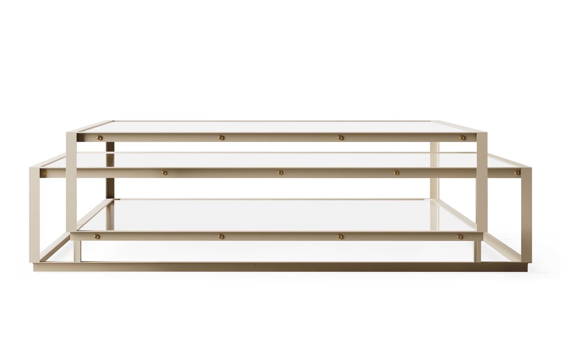 Tangled Coffee Table / square, 51.2" x  51.2" - taupe, clear glass