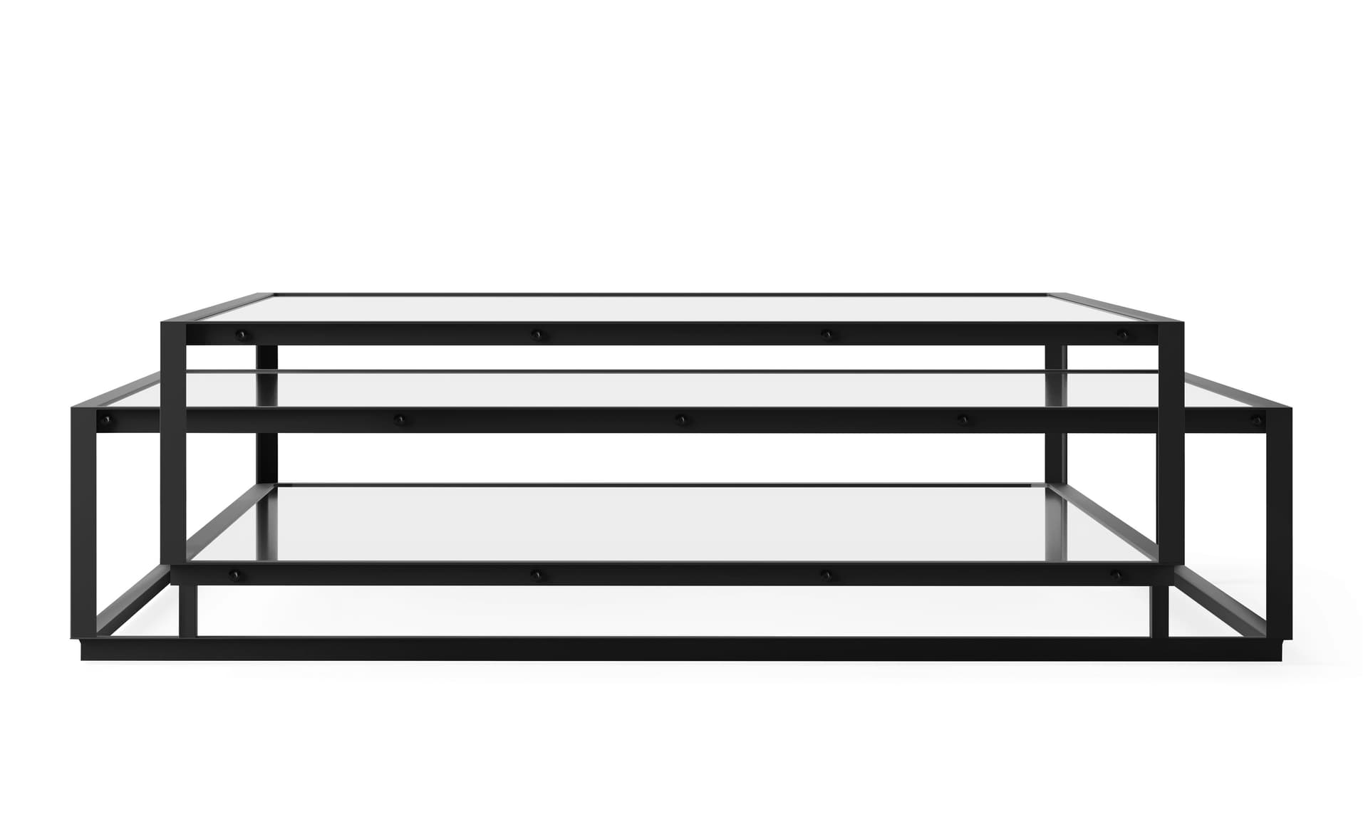 Tangled Coffee Table / square, 51.2" x  51.2" - black, clear glass