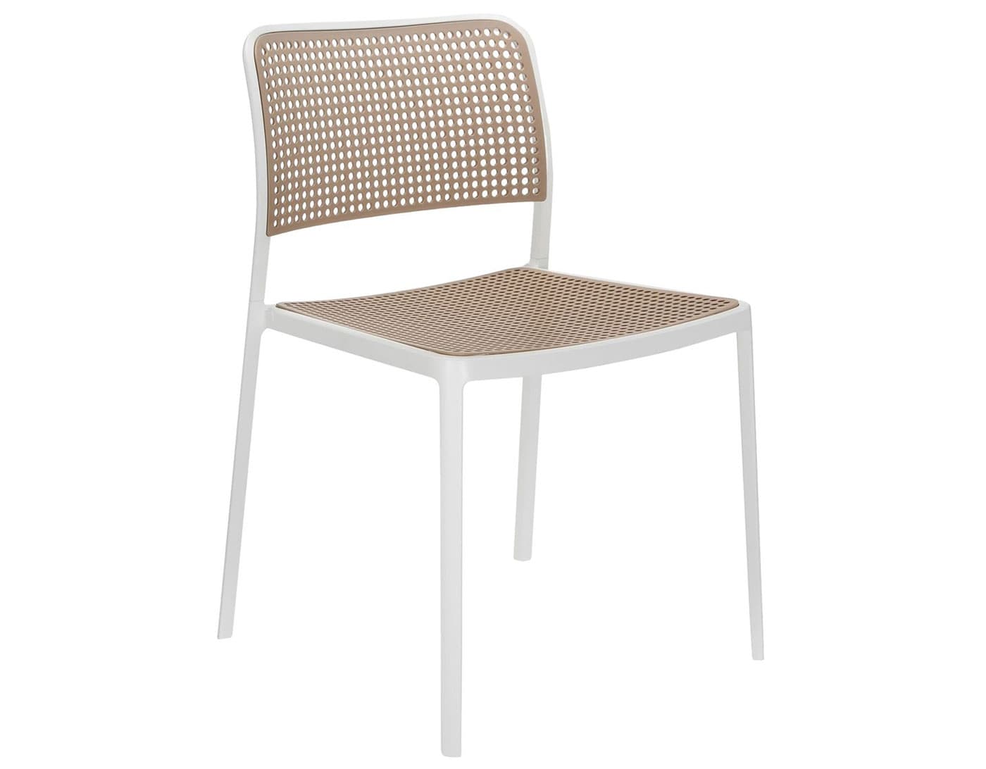 audrey side chair 2 pack / sand seat / white frame