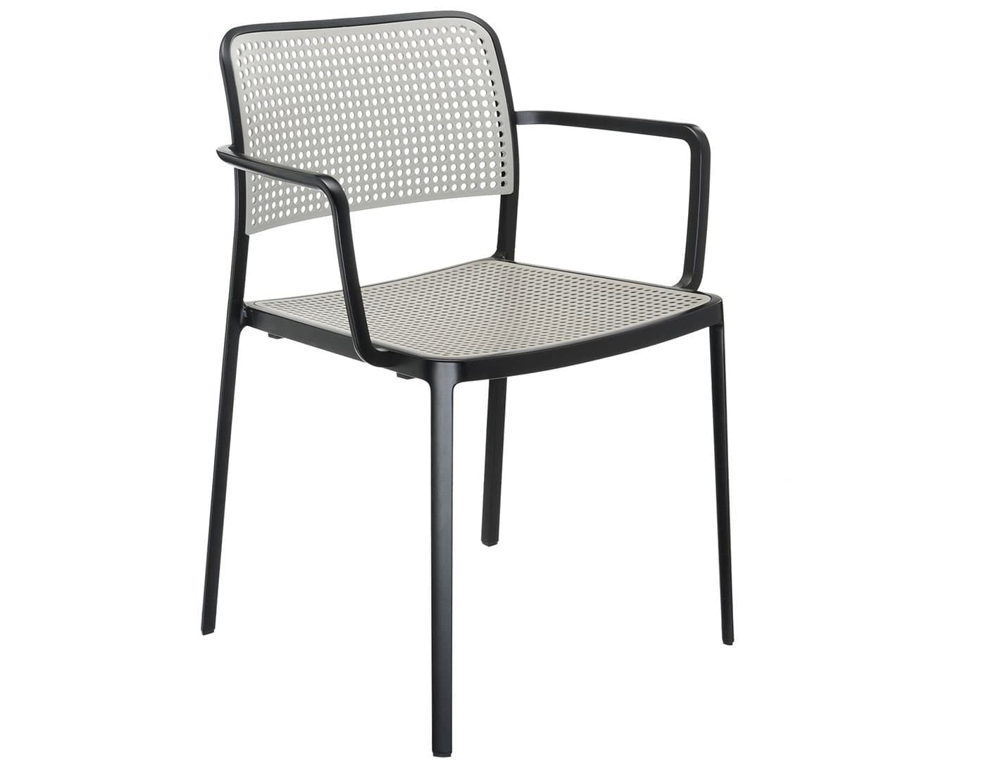 audrey armchair 2 pack / grey seat / black frame