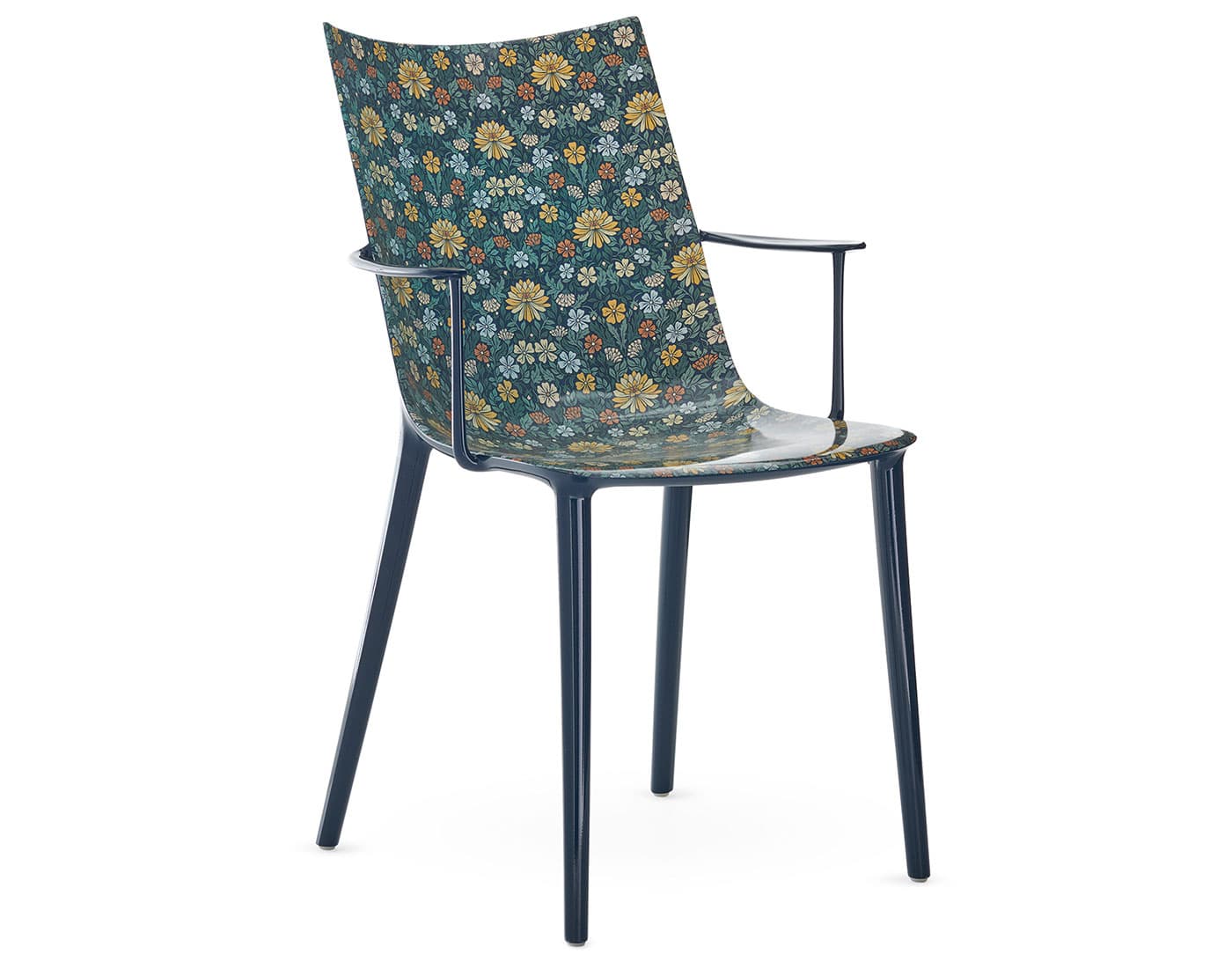 H.H.H. Dining Armchair / moon flower - blue / ink-ochre