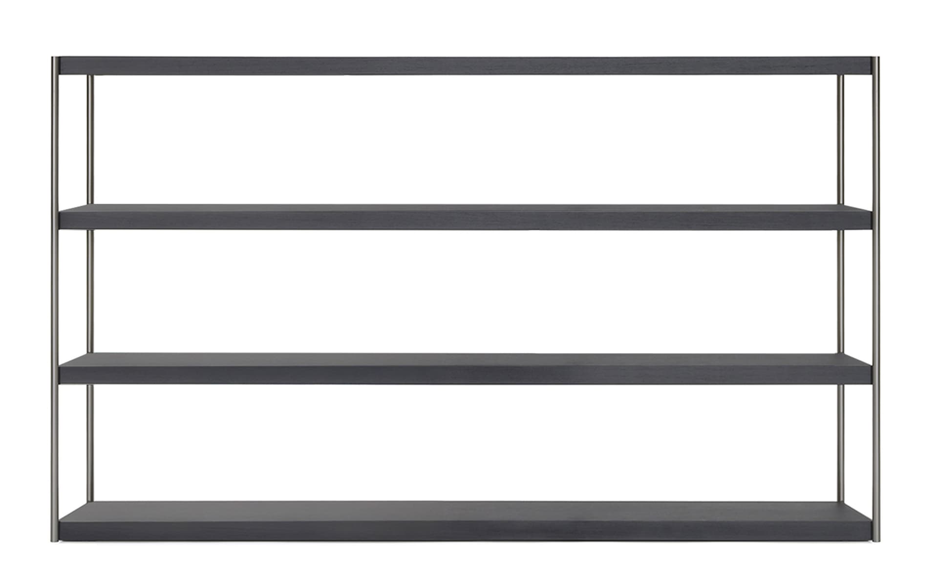 dark wood shelves / titanium frame / no added storage box / no added storage box / no added storage box / no added storage box / high - 4 shelf