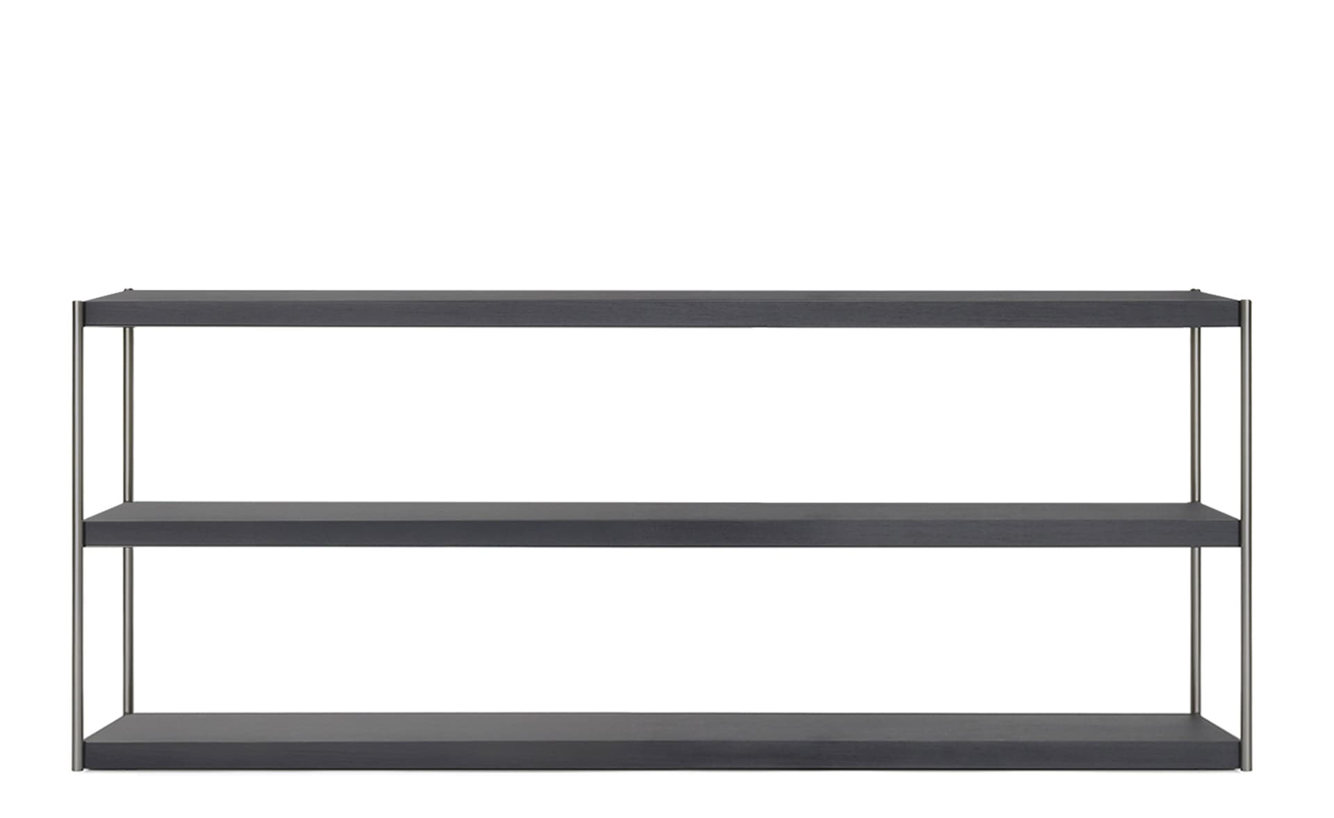 dark wood shelves / titanium frame / no added storage box / no added storage box / no added storage box / no added storage box / low - 3 shelf