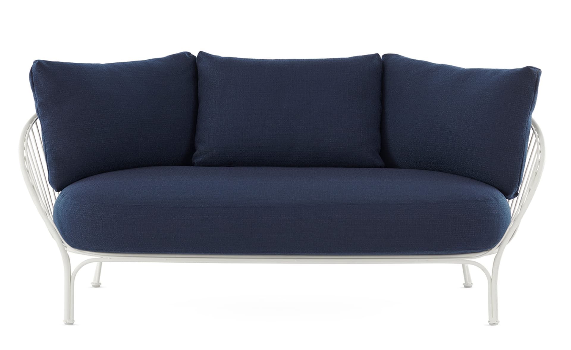 Hiray Soft Sofa / no added protective cover / blue seat cushion & 3 main back cushions / white frame