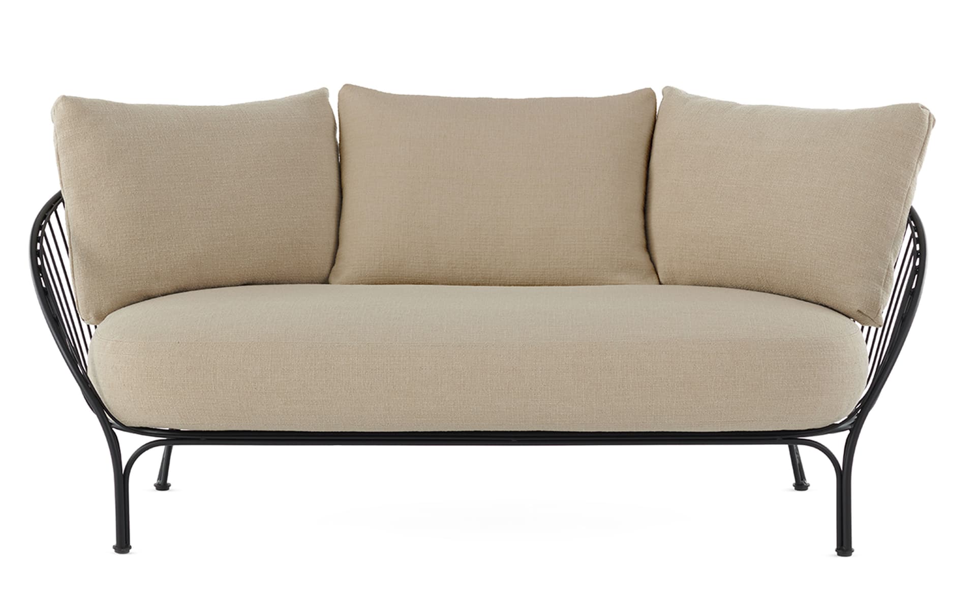 Hiray Soft Sofa / add protective cover / beige seat cushion & 3 main back cushions / black frame