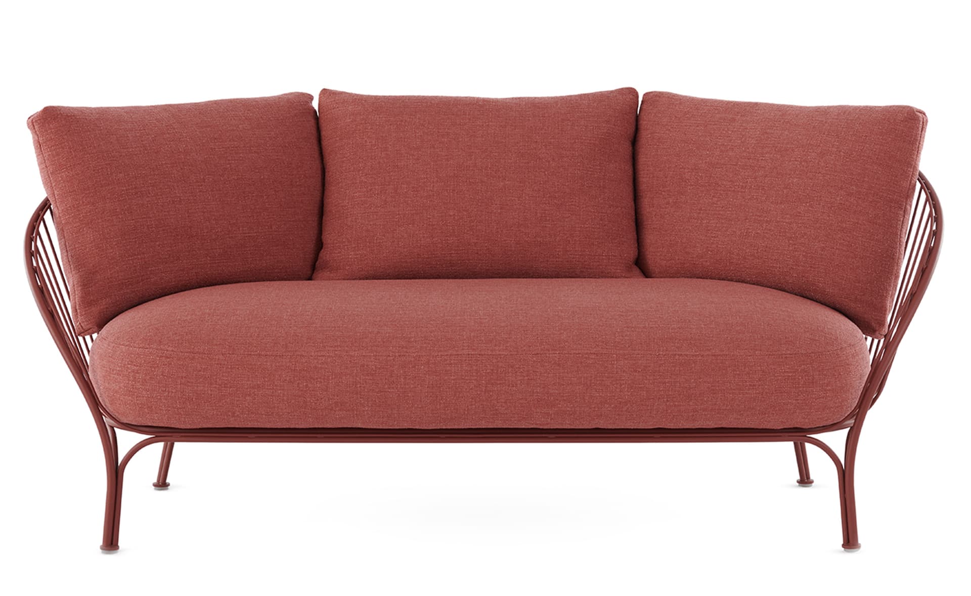Hiray Soft Sofa / add protective cover / brick red seat cushion & 3 main back cushions / rust frame