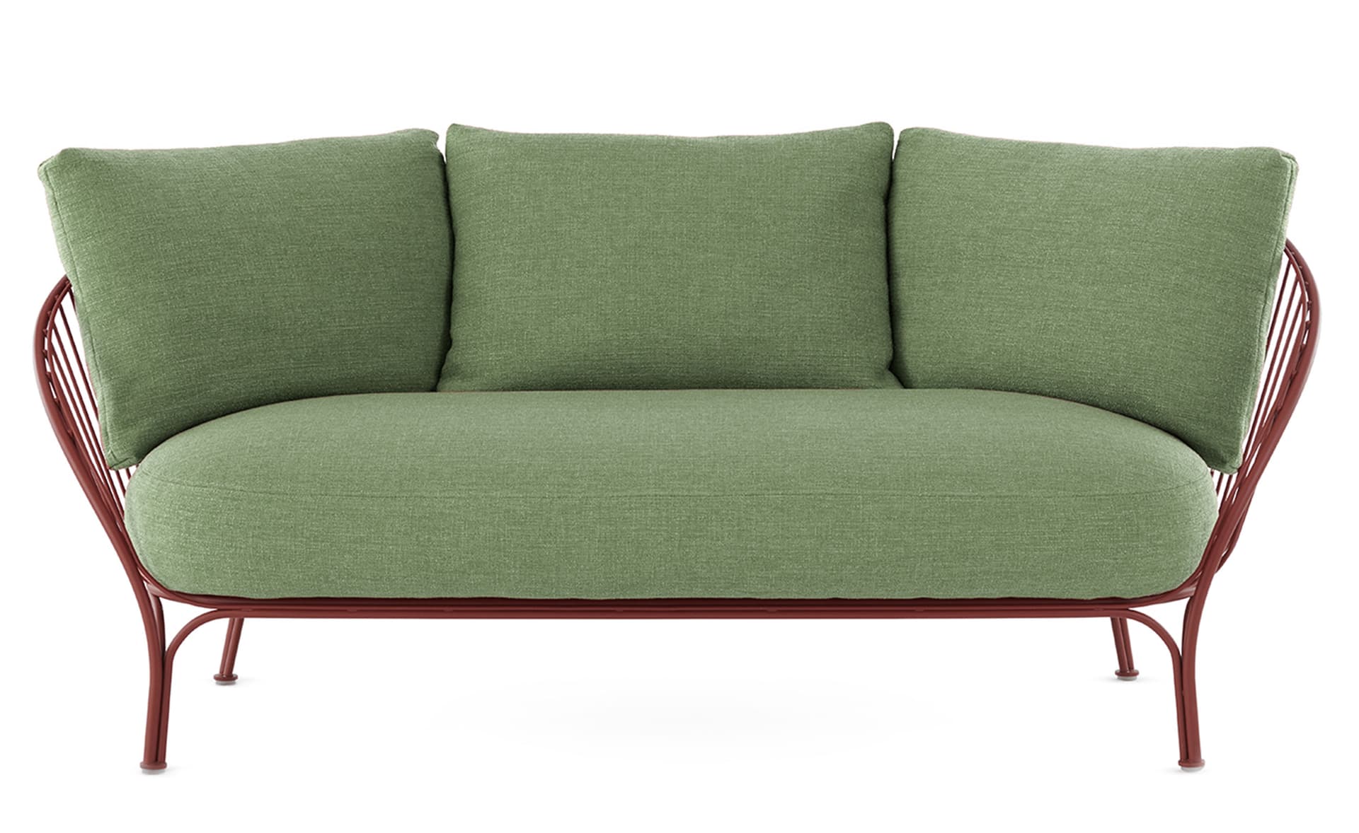 Hiray Soft Sofa / add protective cover / green seat cushion & 3 main back cushions / rust frame