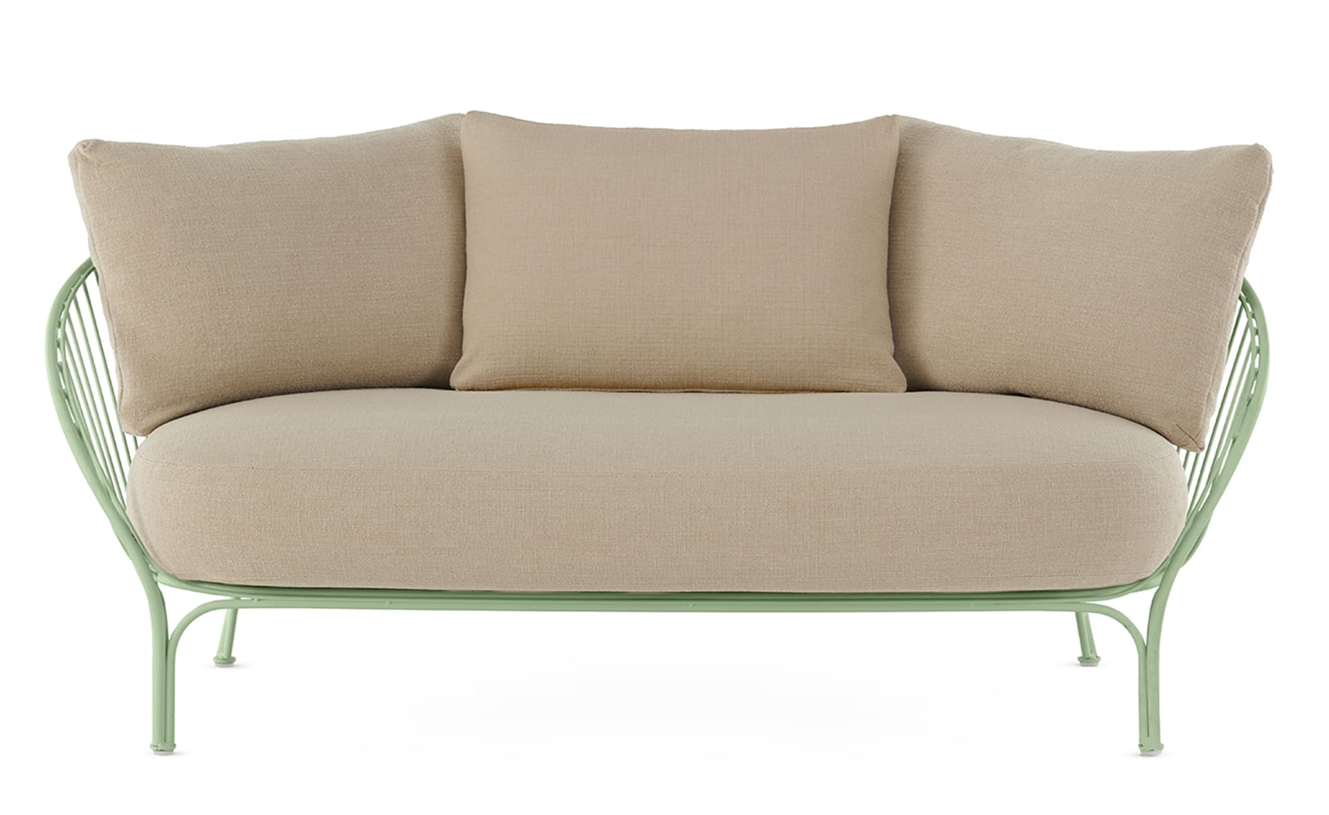 Hiray Soft Sofa / add protective cover / beige seat cushion & 3 main back cushions / sage frame