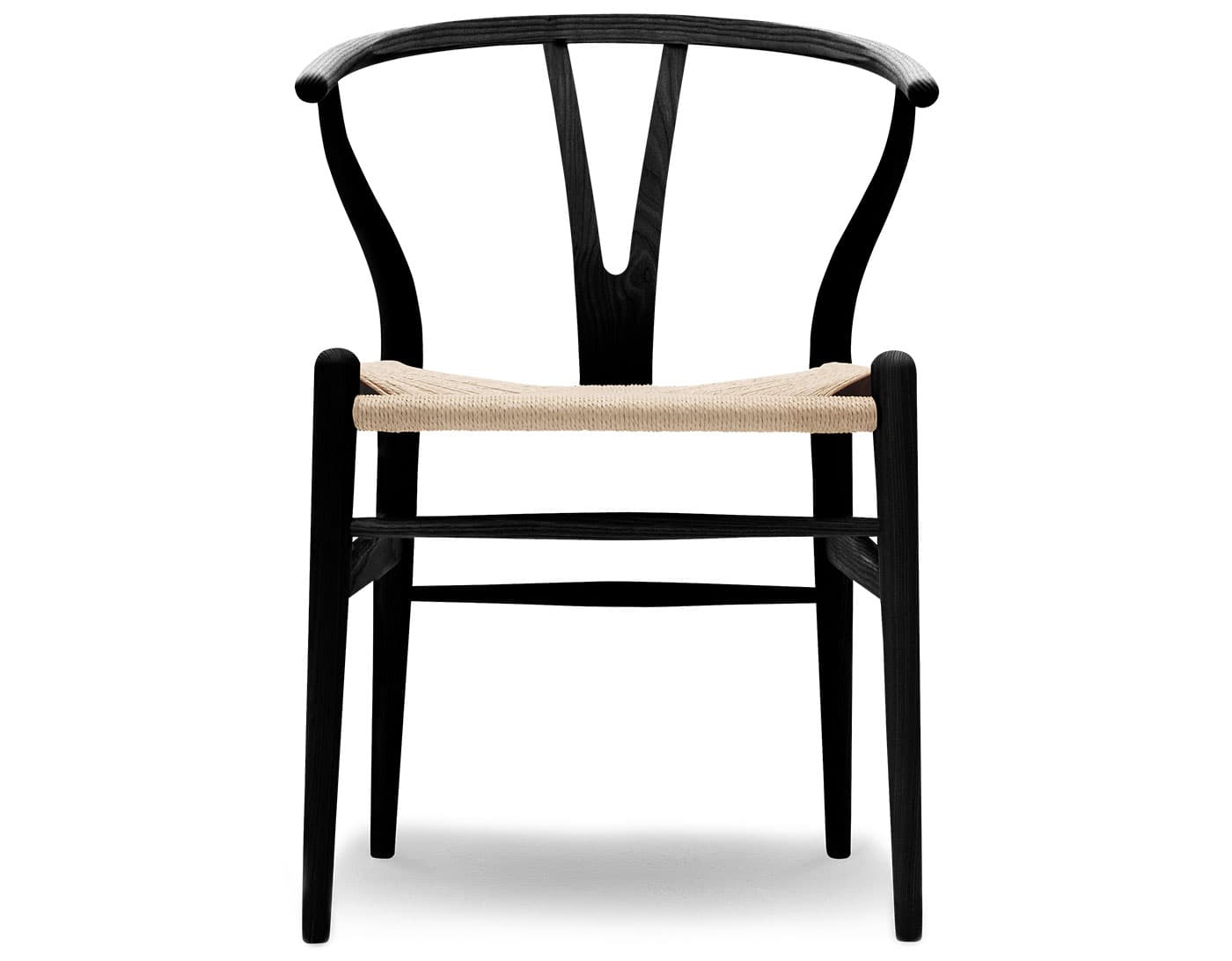 ch24 wishbone chair / ash, painted black / natural papercord seat / no added cushion
