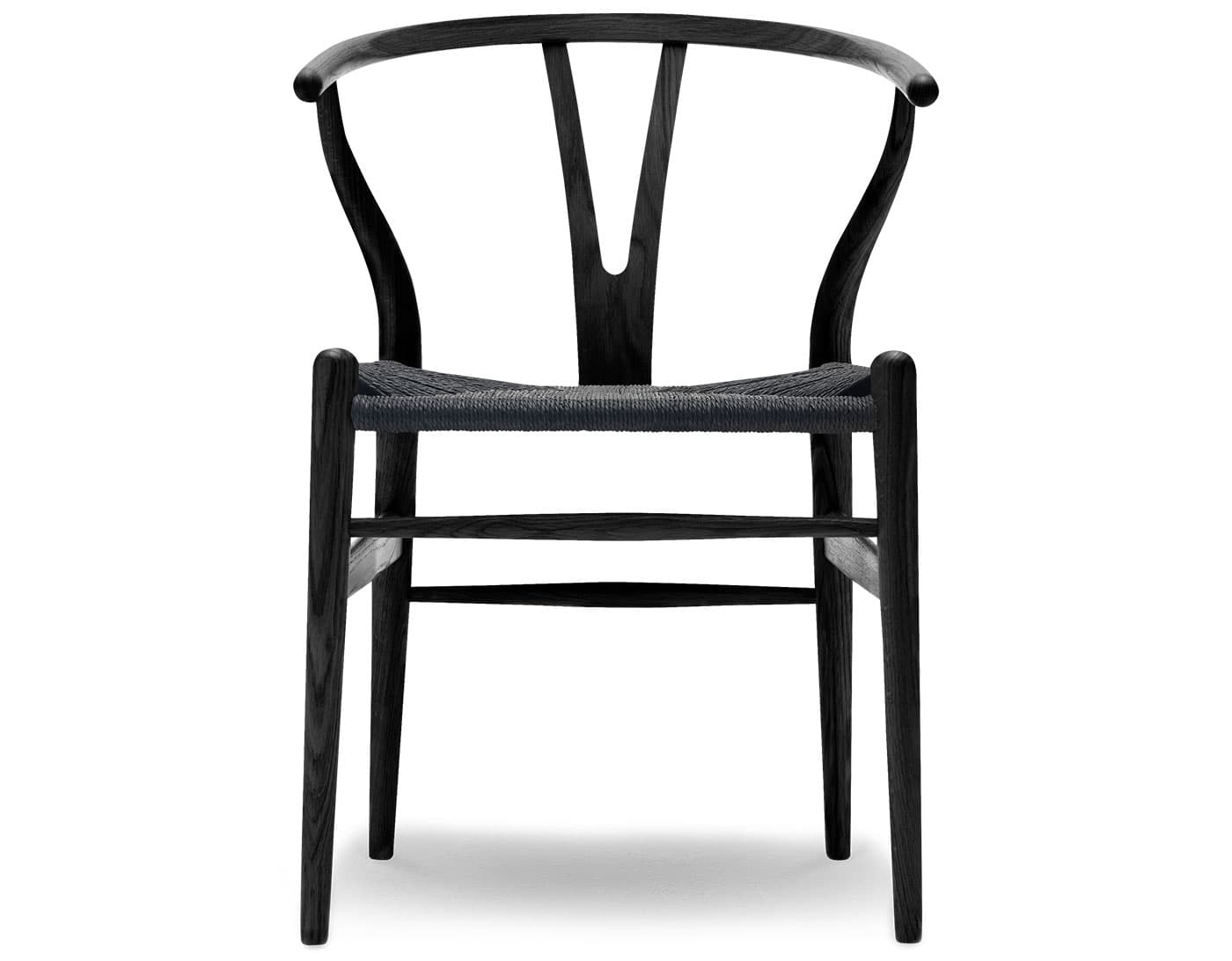 ch24 wishbone chair / oak, painted black / black papercord seat / no added cushion