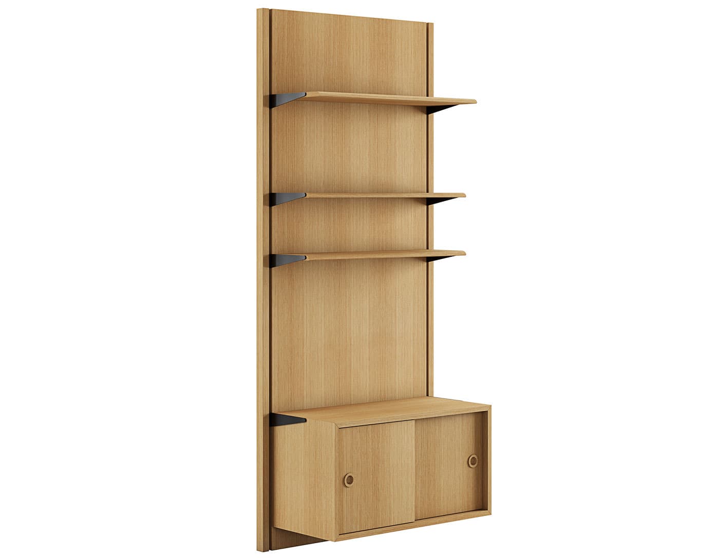 Wall Panel System / composition 1A: dark-oiled oak panels / dark-oiled oak components