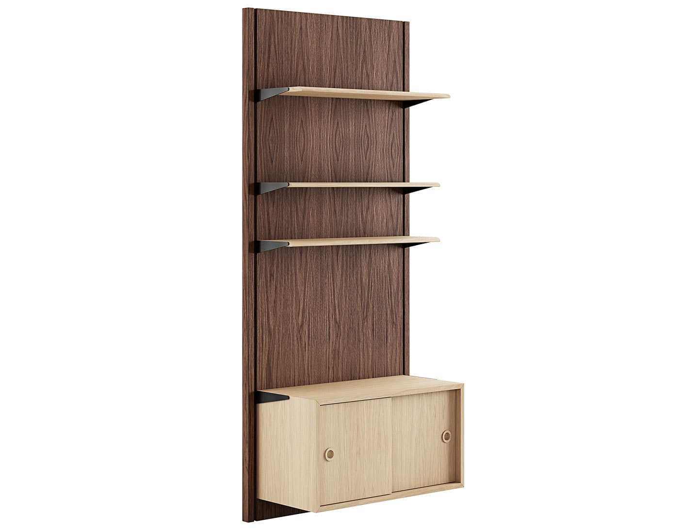 Wall Panel System / composition 1A: walnut panels / oiled oak components