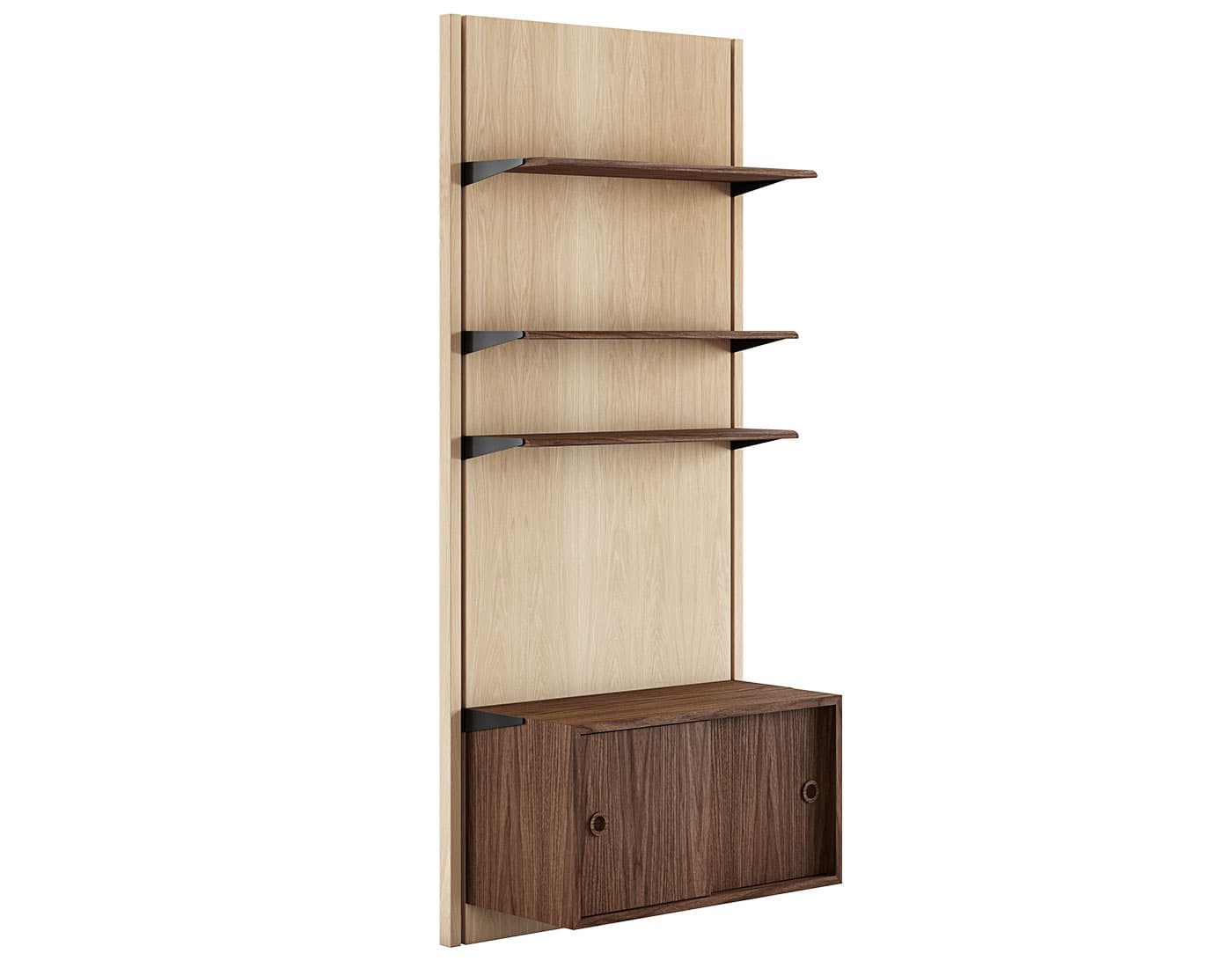 Wall Panel System / composition 1A: oiled oak panels / walnut components
