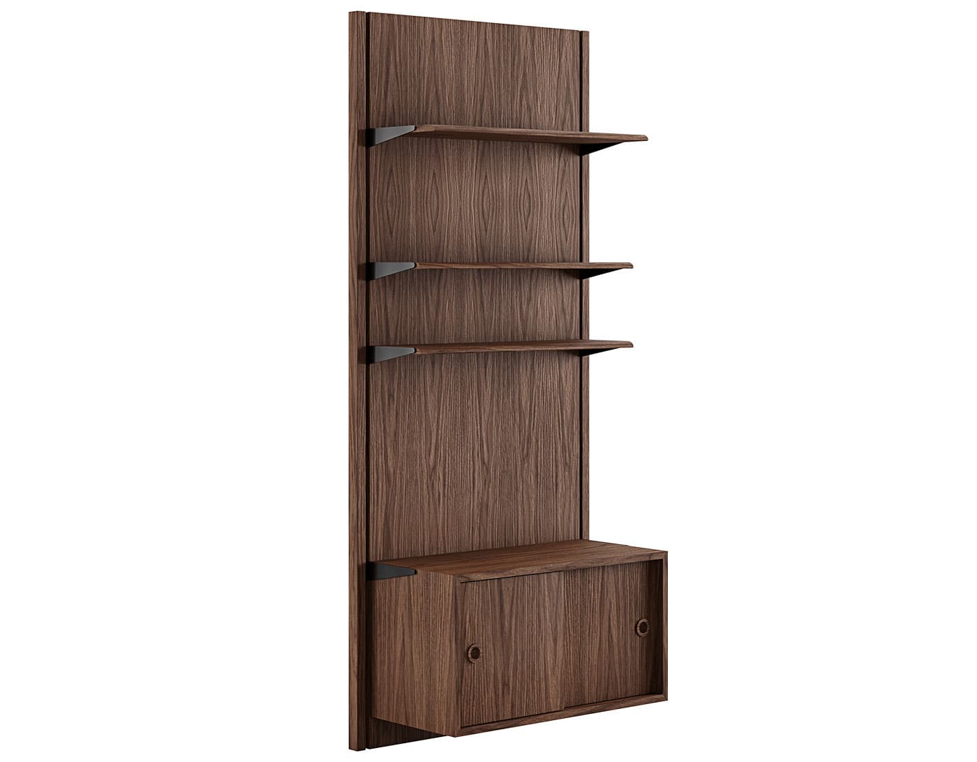 Wall Panel System / composition 1A: walnut panels / walnut components
