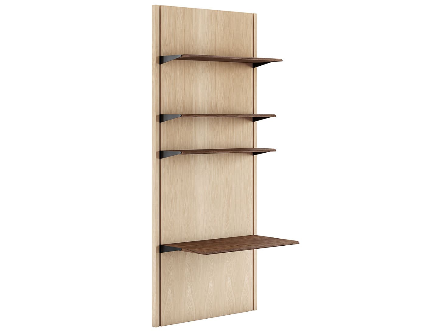 Wall Panel System / composition 1B: oiled oak panels / walnut components