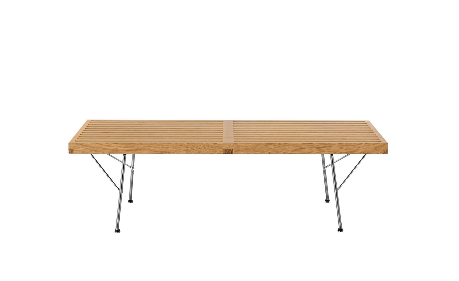 george nelson platform bench with metal base / 48" width - white oak / trivalent chrome