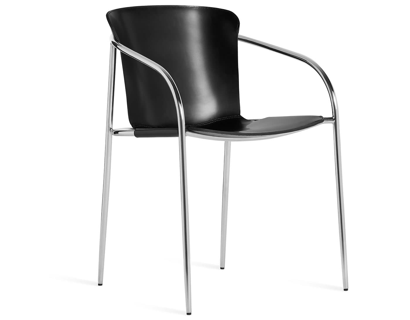 Farrier Dining Chair / black saddle leather / stainless steel