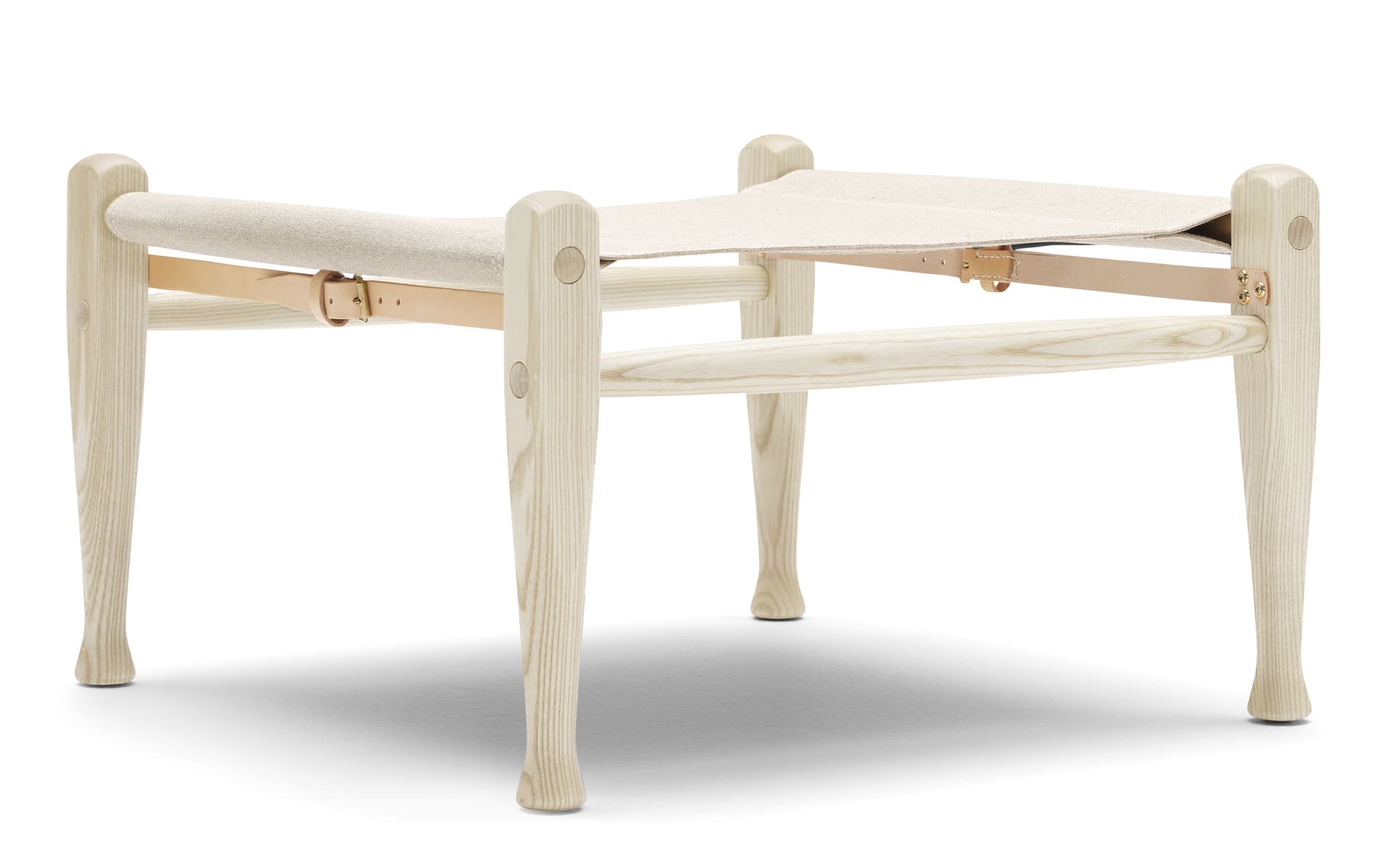 KK97170 Safari Footstool / cotton canvas, natural / ash frame, white oil