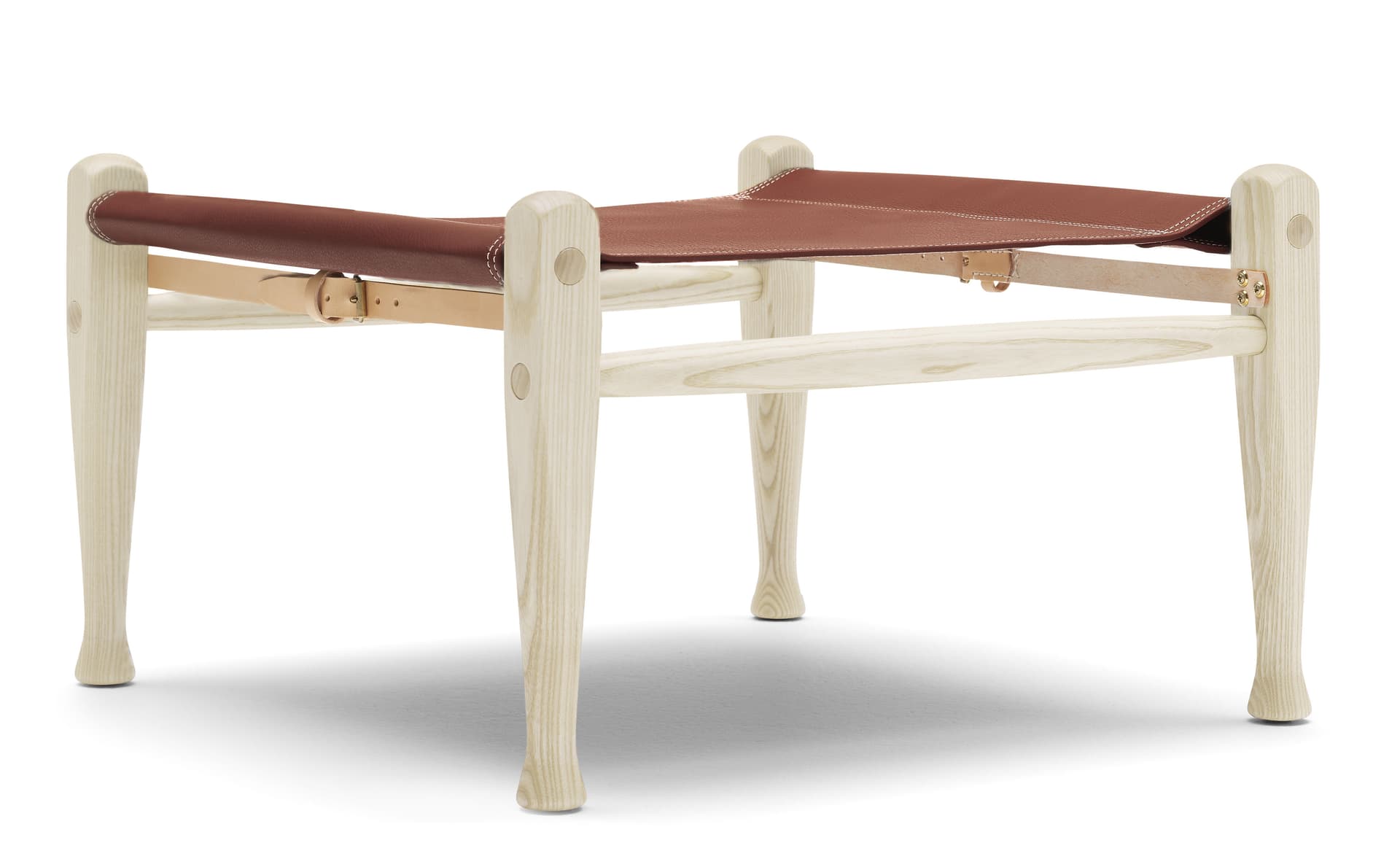 KK97170 Safari Footstool / thor leather, 307 cognac / ash frame, white oil
