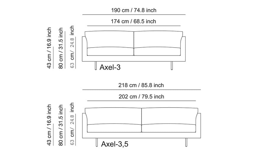axel 3.5 seat sofa