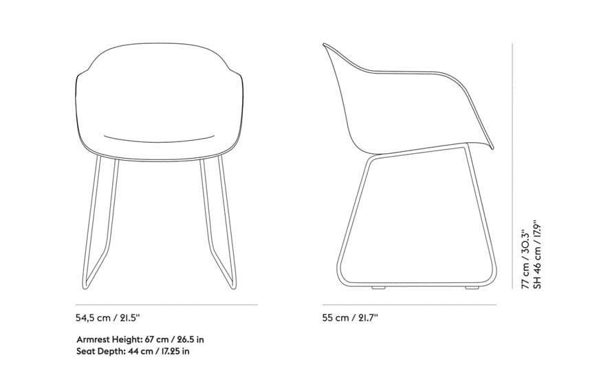fiber armchair with sled base