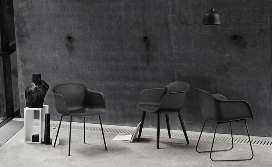 fiber armchair with wood base