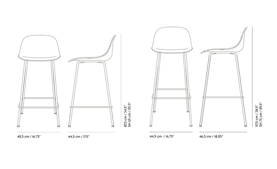 fiber stool with backrest and tube base