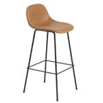 fiber stool with backrest and tube base / counter height / black legs / black seat