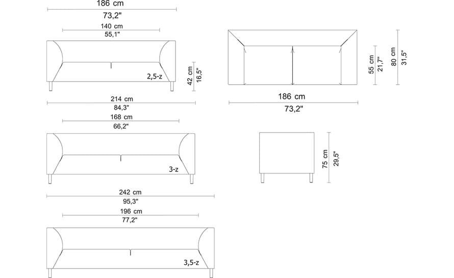 fox 3 seat sofa