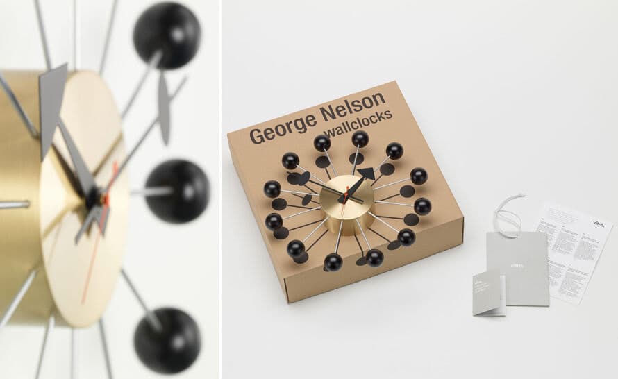 george nelson ball clock in black & brass – thumbnail image #8