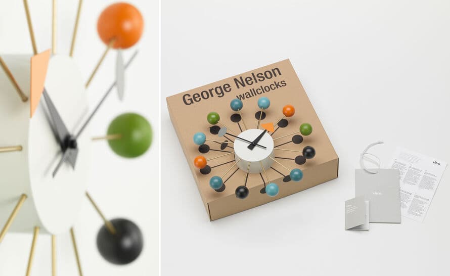 george nelson ball clock in multicolor