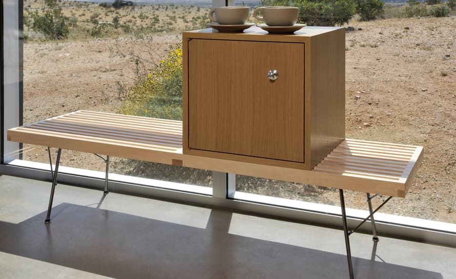 george nelson platform bench with metal base